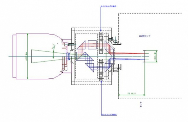 二波長分離ステレオ光学系（光路長同一）を設計／製作を行いました